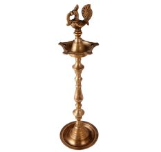 Brass Five Wicks Puja Lamp Statue