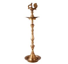 Brass Five Wicks Puja Lamp Statue
