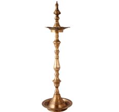 Brass Five Wicks Puja Lamp Statue