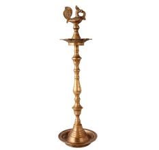 Brass Five Wicks Puja Lamp Statue
