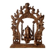 Brass Lord Ganesha Sitting on Swing