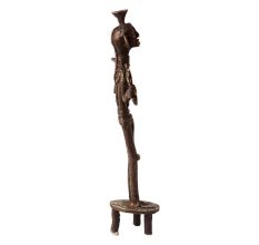 Vintage Brass Lady Statue in Tribal Art