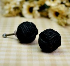 Black Jute Round Cabinet Knobs