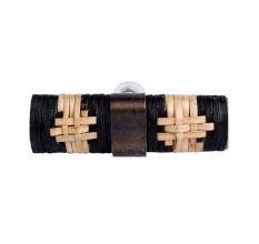 Black and Brown Rattan Wooden Drawer Knobs