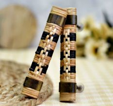 Black and Brown Rattan Drawer Handles (5 Inch)