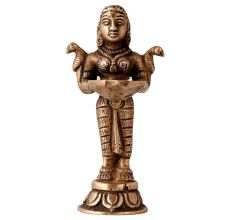 Brass Statue Of Deepalakshmi Holding Diya
