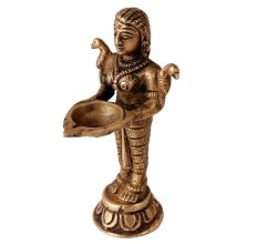 Brass Statue Of Deepalakshmi Holding Diya