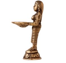 Brass Statue Of Deepalakshmi Holding Diya