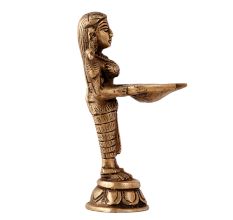 Brass Statue Of Deepalakshmi Holding Diya