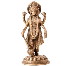 Brass Carving Sculptue Of Lord Vishnu With Club in Hand