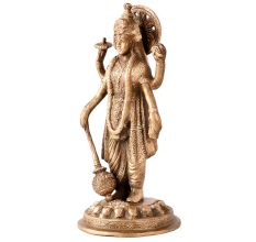Brass Carving Sculptue Of Lord Vishnu With Club in Hand