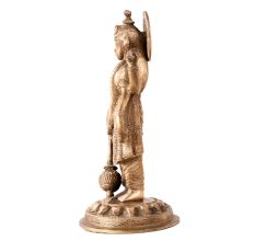 Brass Carving Sculptue Of Lord Vishnu With Club in Hand