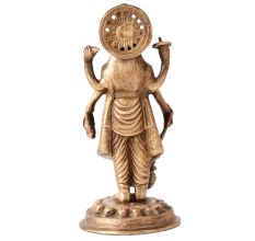Brass Carving Sculptue Of Lord Vishnu With Club in Hand