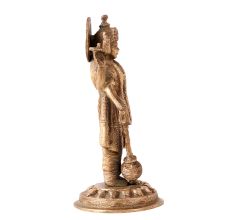 Brass Carving Sculptue Of Lord Vishnu With Club in Hand