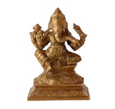 Handmade Brass Statue Of Sitting Lord Ganesha
