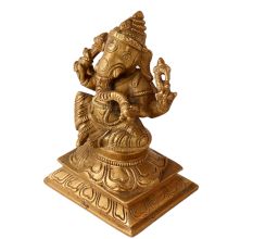 Handmade Brass Statue Of Sitting Lord Ganesha