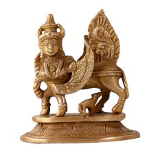 Brass Kamdhenu Cow With Her Calf Indian Figurine
