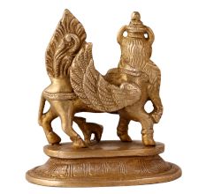 Brass Kamdhenu Cow With Her Calf Indian Figurine