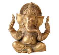 Lord Ganesha Brass Statue Deco Work