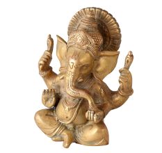 Lord Ganesha Brass Statue Deco Work