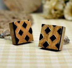 Brown and Black Wooden Square Drawer Knobs