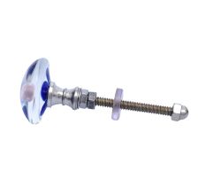 Blue Flower Engraved Glass Drawer Knobs
