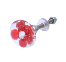 Red Flower Engraved Glass Cabinet Knobs