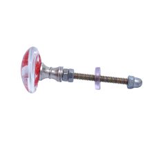 Red Flower Engraved Glass Cabinet Knobs