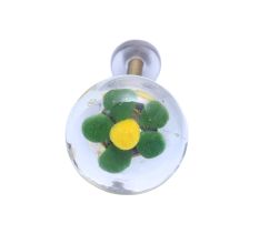 Green Flower Engraved Glass Drawer Knobs