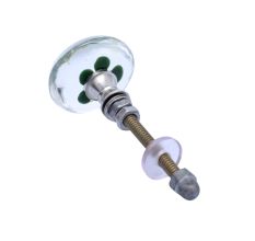Green Flower Engraved Glass Drawer Knobs