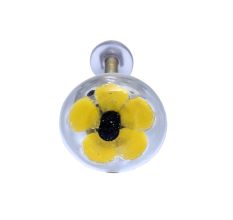 Yellow Flower Engraved Glass Dresser Knobs