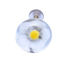 White Flower Engraved Glass  Cupboard Knobs