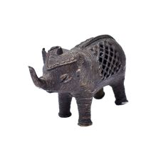 Brass Dhokra Style Elephant Statue With Trunk Up