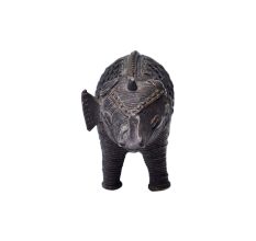 Brass Dhokra Style Elephant Statue With Trunk Up