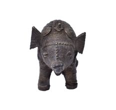 Brass Dhokra Elephant Statue With Carved Jali Design
