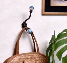 Turquoise Floral Ceramic Iron Hat Hooks