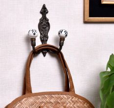 Black Leaf Ceramic Iron Wall Hooks