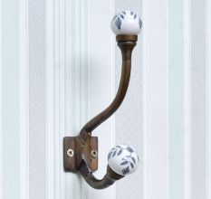Grey Leaf Ceramic Iron Hat Hooks