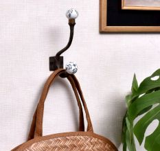 Grey Leaf Ceramic Iron Hat Hooks