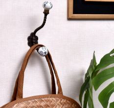 Grey Leaf Ceramic Iron Towel Hooks