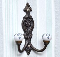 Grey Leaf Ceramic Iron Wall Mounted Hooks