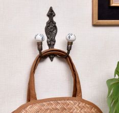 Grey Leaf Ceramic Iron Wall Mounted Hooks