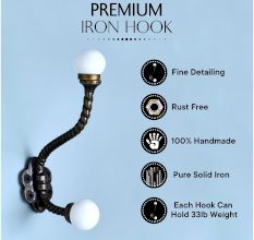 Solid White Ceramic Iron Coat Hanger