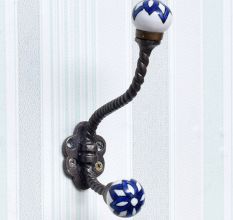 Navy Blue Ceramic Iron Coat Hooks