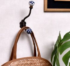 Navy Blue Ceramic Iron Coat Hooks