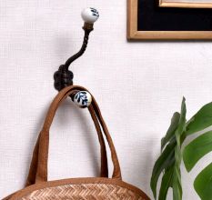 Brown and Yellow Flower Ceramic Iron Hooks