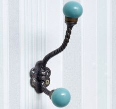 Solid Sea Green Ceramic Iron Hooks