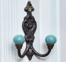 Solid Sea Green Ceramic Iron Wall Hooks