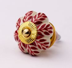 Old Pink Leaf Dresser Knob