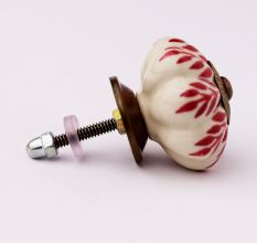 Old Pink Leaf Dresser Knob
